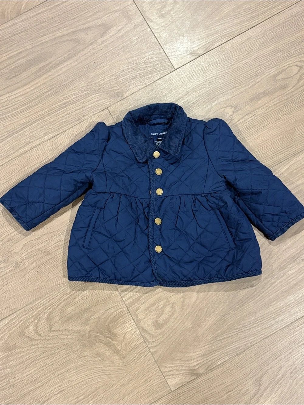 Size 18 month Ralph Lauren Navy Quilted Puff Jacket with Gold Buttons